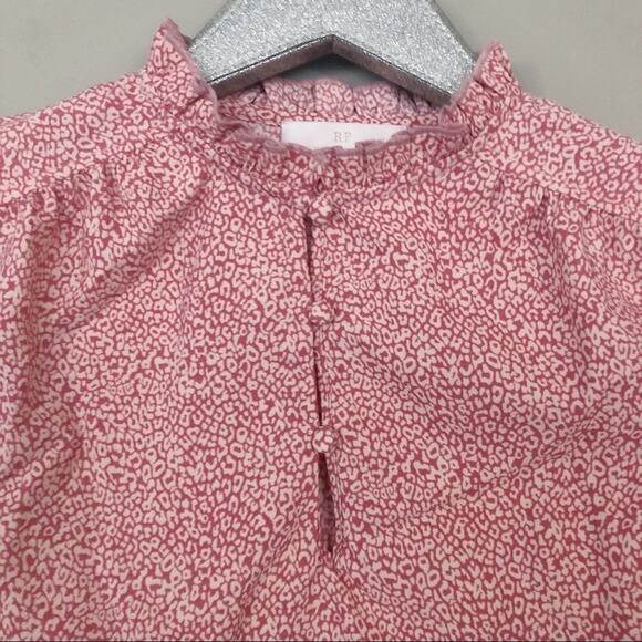 Rachel Parcell Pink Cheetah Floral Ruffle Long Sleeve Blouse NEW - Picture 3 of 9